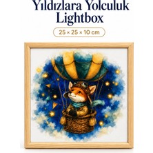 212toyzz Yıldızlara Yolculuk Light Box – Çocuk ve Bebek Odası Için Ahşap LED Işıklı Gece Lambası, Dekoratif Aydınlatma 25X25X10 cm