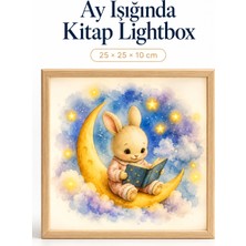 212toyzz Ay Işığında Kitap Light Box – Çocuk ve Bebek Odası Için Ahşap LED Işıklı Gece Lambası, Dekoratif Aydınlatma 25X25X10 cm