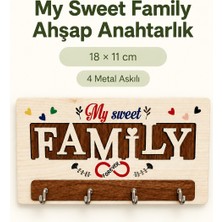 212toyzz My Sweet Family Ahşap Duvar Askılığı – Dekoratif Anahtarlık, Çantalık ve Çok Amaçlı Duvar Tipi Askılık