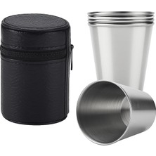 Paslanmaz Çelik Shot Kahve Kamp Bardağı Seti 70 ml Deri Kılıflı Mini Bardak Seti