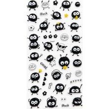 Yapışkanlı Kabartmalı Sticker Seti – Sevimli Kömür Emoji Karakterli Dekoratif Çıkartma