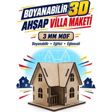 212toyzz 3D Boyanabilir Ahşap Villa Maketi Kendin Yap Eğitici Oyuncak