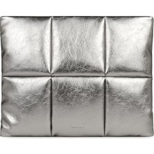 Puffy Dizüstü Bilgisayar Kılıfı 13 Inç 14 Inç, Kadınlar Için Puffer Laptop Taşıma Çantası, MacBook Air M3 2024 M2 M1 ile Uyumlu Yastık Kılıfı, MacBook Pro 13'ü 14 Inç, Pu Deri Kapak, Gümüş