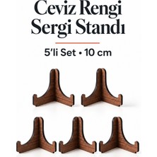 212toyzz 5'li Küçük Boy Ceviz Ahşap Çerçeve Tabak Kitap Fotoğraf Çerçevesi Standı Sergi Seti 10 cm