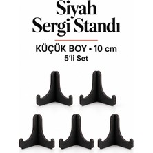 212toyzz 5'li Küçük Boy Siyah Ahşap Çerçeve Tabak Kitap Fotoğraf Çerçevesi Standı Sergi Seti 10 cm