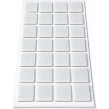 Keçe Ped, Kare, 25MM x 25MM, 32 Parça, Beyaz, Sandalye Koltuk Ayağı Için, Parke Zemin Koruma, Çizilme ve Gürültü Önleyici