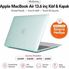 MacBook Air 13.6 Inç M2 M3 M4 M5 Uyumlu Sert Kılıf | Ultra Şeffaf Hard Case – A2681 A3113 A3240 A3449 Tam Uyum Ince Hafif Koruma Açık Yeşil