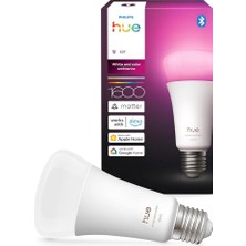 Hue LED A67 Lamba, Beyaz ve Renkli Ambiyans, E27 Duy, 11,8 W, Tam Spektrumlu Işık 1000 K-20000 K, 1600 Lümen, Kısılabilir, Alexa, Google Assistant ve Apple Home ile Uyumlu, Tekli Paket