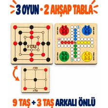 212toyzz 2'li Ahşap Kızma Birader ve 9 Taş Oyunu Seti – Çocuklar ve Yetişkinler Için Akıl, Zeka ve Strateji Oyunları