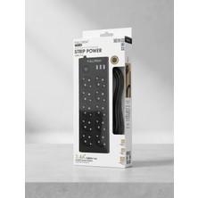 Fulltech Aura Akse 10'lu Priz, 3 Usb-A ve 1 Usb-C Çıkışlı, 3.4A Akım Korumalı, 3680W / 16A Güç Kablolu, 2 Metre, Şık ve Güvenli Çoklu Priz ve Şarj Istasyonu