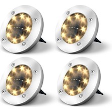 Solar Lights Dış Mekan Bahçe Tavan Lambası, Güneş Enerjisiyle Çalışan 8 Led, Peyzaj, Yürüme Yolu, Çim, Merdiven Güvertesi, Bahçe Dekorasyonu Için, Sıcak (4'lü Paket) [enerji Sınıfı A+++ [enerji