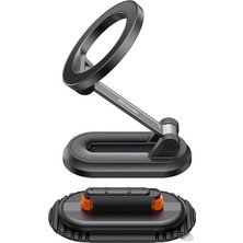 CM-6240 Nimble Manyetik Telefon Tutucu, 3m Yapışkanlı Taban, Çift Eksenli Ayarlanabilir ve Katlanabilir Kompakt Tasarım, Araç, Masa, Ev ve Ofis Için, Siyah