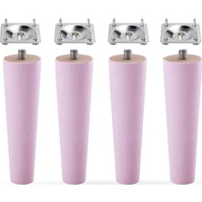 Adet Ahşap Ayak 12 cm Açık Pembe M8 Civatalı Bağlantı Aparatlı Dolap Mobilya Koltuk Kanepe Destek Ayağı Ayakları