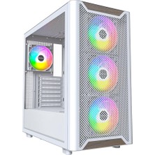 Xr Ahşap, Hakiki Siyah Ceviz Ön, Atx Mid-Tower Pc Oyun Kasası, Cam Yan Panel, 4 x 120 mm GF120 Argb Pwm Fanlar Önceden Takılmış, Beyaz
