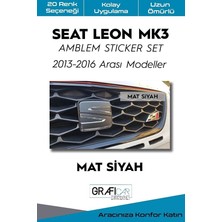 Design Seat Leon ile Uyumlu Mk3 Amblem Kaplama Sticker Set 2013 2016 Makyajsız, Mat Siyah