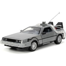 253255038, Zaman Makinesi (Geleceğe Dönüş 1) 1:24, Die-Cast (Metal), Açılabilen Kapılar, Serbest Tekerlek, LED Işıklı