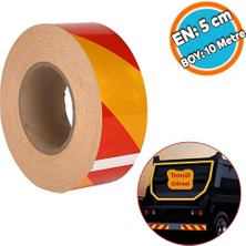 Reflektörlü Yapışkanlı Parlayan Sarı Kırmızı Reflektif Düz Şerit Bant 5 cm 10 mt Ikaz Bandı