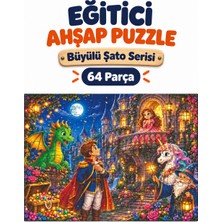 212toyzz 64 Parça Büyülü Şato Temalı Puzzle Çocuk Eğitici Yapboz Oyunu 27,5X19,5 cm