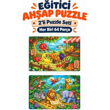 212toyzz 2'li 64 Parça Meyve ve Orman Temalı Puzzle Seti 27,5X19,5 cm Çocuk Eğitici Yapboz Oyunu