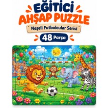 212toyzz 48 Parça Neşeli Futbolcular Temalı Puzzle Çocuk Eğitici Yapboz Oyunu 27,5X19,5 cm