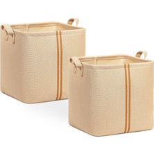 Home Textile 2'li Çocuk Odası Jüt Keten Kumaş Sepet Set 30 x 30 x 30 cm