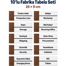 212toyzz 10'lu Fabrika&üretim Ofis Oda Kapı Isimliği Yönlendirme Tabelası Levhası Seti 25X9CM