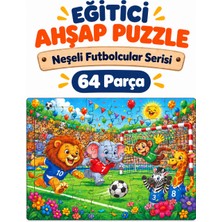 212toyzz 64 Parça Neşeli Futbolcular Temalı Puzzle Çocuk Eğitici Yapboz Oyunu 27,5X19,5 cm