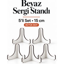 212toyzz 5'li Büyük Boy Beyaz Ahşap Çerçeve Tabak Kitap Fotoğraf Çerçevesi Standı Sergi Seti 15 cm