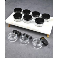 Adet Mika 10 ml Krem Kavanoz Küçük 4 cm Takı Siyah Kapaklı Mini Seyahat Krem Kavanozu