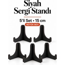 212toyzz 5'li Büyük Boy Siyah Ahşap Çerçeve Tabak Kitap Fotoğraf Çerçevesi Standı Sergi Seti 15 cm