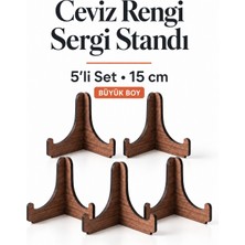 212toyzz 5'li Büyük Boy Ceviz Ahşap Çerçeve Tabak Kitap Fotoğraf Çerçevesi Standı Sergi Seti 15 cm