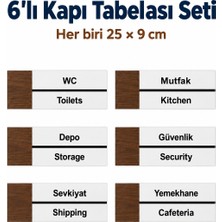 212toyzz 6'lı Ofis Alanları Oda Kapı Isimliği Yönlendirme Tabelası Levhası Seti 25X9CM