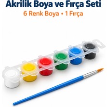 212toyzz 6 Renk Akrilik Boya ve Fırça Seti – Ahşap, Mdf ve Hobi Boyama Için Boya Seti