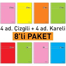 A4 Okul Defteri Spiralli 144 Sayfa Dayanıklı Pp Kapak 8'li Paket