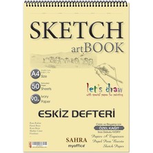 Sahra A4 Spiralli Eskiz Defteri – 50 Yaprak, 90 gr Ince Dokulu Ivory Kağıt Sketchbook, Çizim ve Boyama Defteri