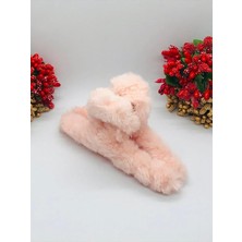Tüylü Peluş Kıskaçlı Mandal Toka Toz Pembe Tek Ebat
