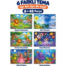 212toyzz 6'lı 48 Parça Çocuk Puzzle Seti Eğitici Yapboz Oyunu – Futbol, Orman, Mevsimler, Masal, Deniz ve Uzay Temalı Set 27,5X19,5 cm