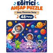 212toyzz 48 Parça Uzay Macerası Temalı Puzzle Çocuk Eğitici Yapboz Oyunu 27,5X19,5 cm
