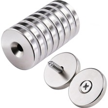Magnet 4 Adet - Yuvarlak Neodyum Mıknatıs, 25X5 Mm, Havşa Delikli, Güçlü Maagnet, (ÇAP:25MM, Kalınlık:5mm)
