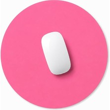 Oval Tasarım Bilgisayar Laptop Deri Mouse Pad Pembe AL5590