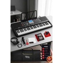 PS-1800BK-H 61 Tuşlu Kaliteli Org Dijital Ekranlı Kulaklık Çanta Notalık Adaptör Sticker Öğrenim Metodu