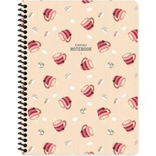 16X22 cm 80 Yaprak Karton Kapak Telli Defter 60 Gram Beyaz Sayfa Coffee