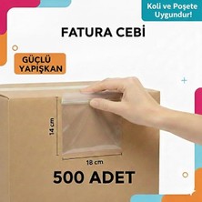 Fatura Cebi 14X18 cm 500 Adet Kargo Evrak Poşeti Şeffaf Yapışkanlı Su Geçirmez, Dayanıklı