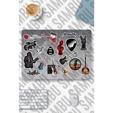 Temalı Sticker Etiket Seti - Guitar Sticker - Laptop Notebook Telefon