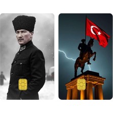 Kalpaklı ve Atlı 2'li Kart Kaplama Sticker, Çipli Banka/atm Kartlara Uyumlu