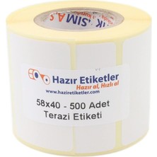 Termal Terazi Etiketi 58MM x 40MM Ruloda 500 Adet 40MM Kuka Çapında Direk Termal Transfer Etiketi
