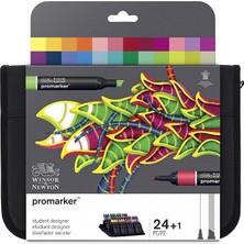 & Newton Promarker - Twin Tip - Alkol Bazlı - Öğrenci Tasarımcı Cüzdanı - 24'lü Set - Çok Renkli