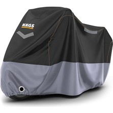 Motosiklet Brandası, Motor Kılıfı, Örtüsü Dış Mekan Motosiklet Örtüsü Su Geçirmez, Rüzgar, Toz Geçirmez, Motor Garaj Brandası, Kışa Dayanıklı (XL:245X95X125 Cm) - Siyah - Gri