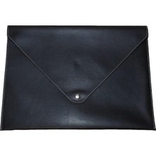 Pu Deri A4 Dosya Klasörü Belge Tutucu Su Geçirmez Portföy Zarf Dosya Klasör Kılıf Çıtçıtlı Dosya 25,5X33,5 cm -Siyah