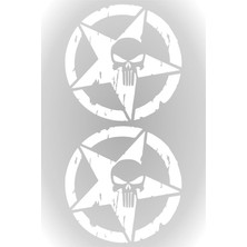 Star Kuru Kafa Askeri Yıldız Off Road Sticker 10 cm Beyaz 2 Adet, QA45895426502